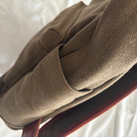 Khaki Heavy Canvas and Leather Backpack - Picture 6 of 9